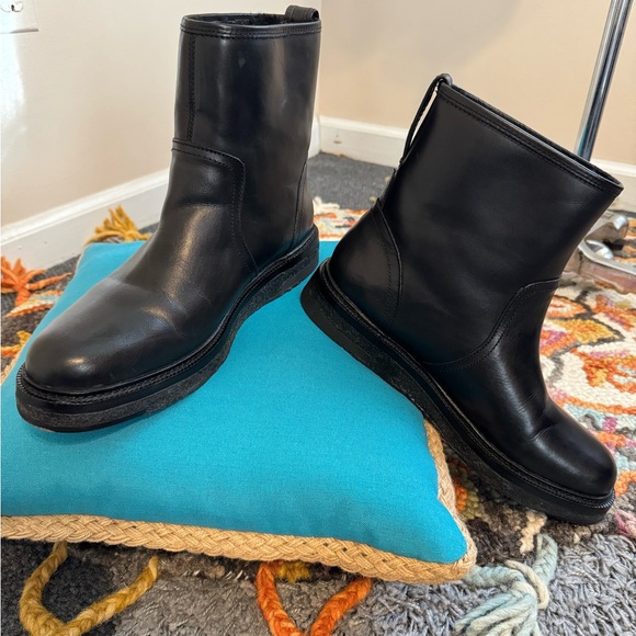 MEN’s COACH Harvey Black Smooth Leather Pull-on Boot. Shearling Lining Size 9D - Picture 6 of 12